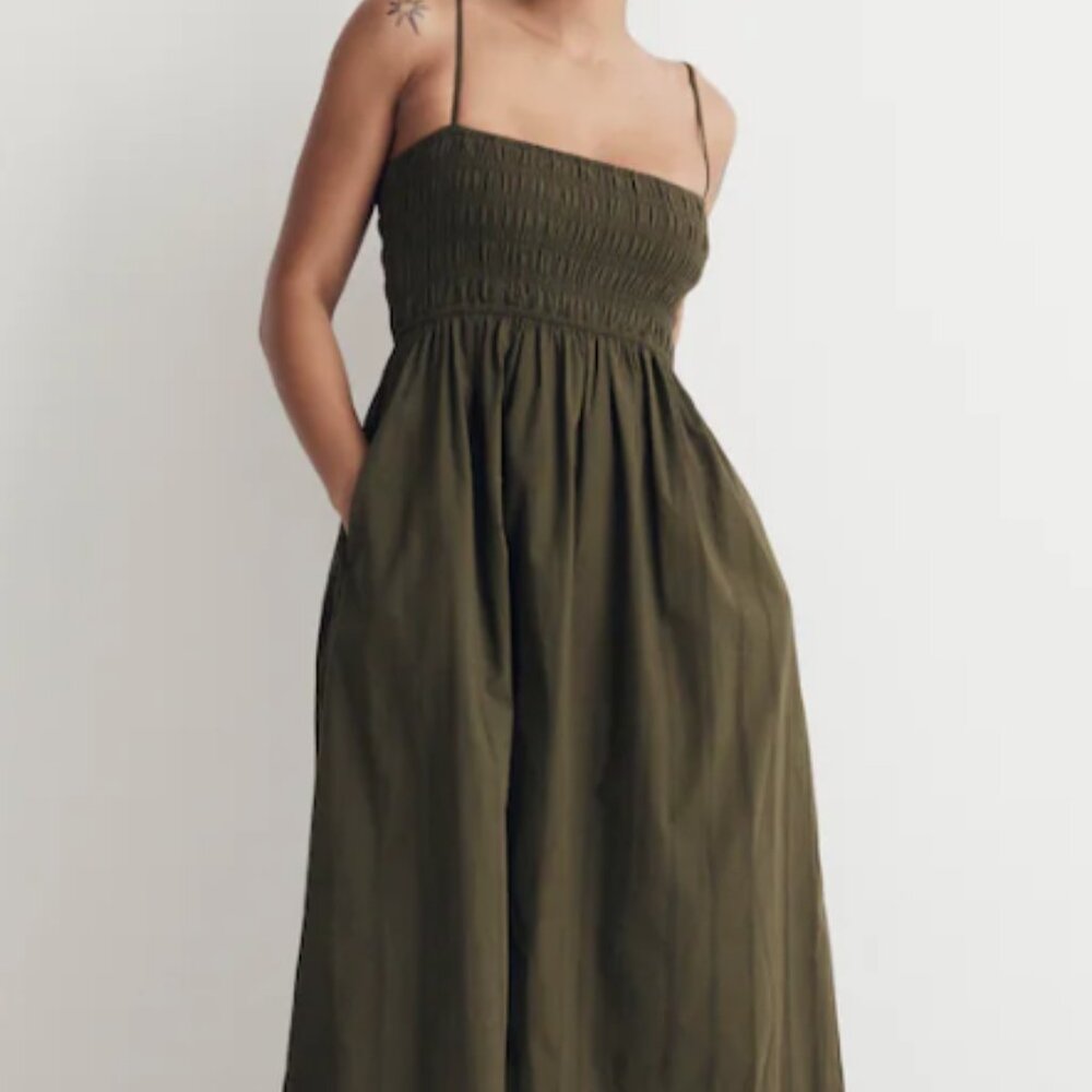 Madewell Theo Sleeveless Midi Dress in Loden Small